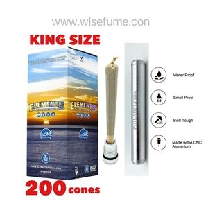 LELEMENTS organic cone king size(200pk)+ALUMINUM sealed smell water proof…
